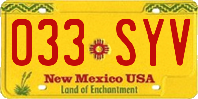 NM license plate 033SYV