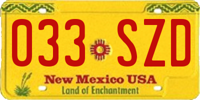 NM license plate 033SZD