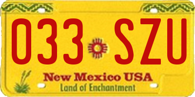 NM license plate 033SZU