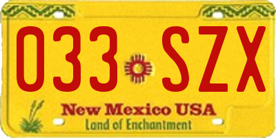 NM license plate 033SZX