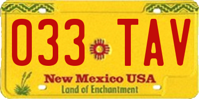 NM license plate 033TAV