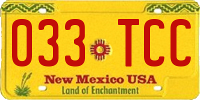 NM license plate 033TCC