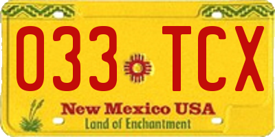 NM license plate 033TCX