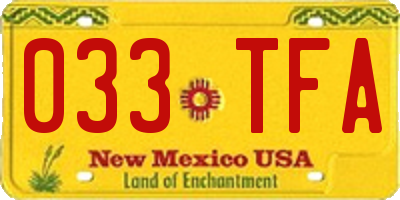 NM license plate 033TFA