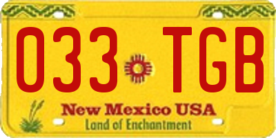 NM license plate 033TGB