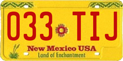 NM license plate 033TIJ