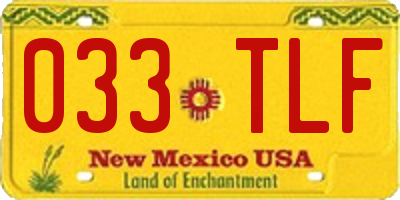 NM license plate 033TLF