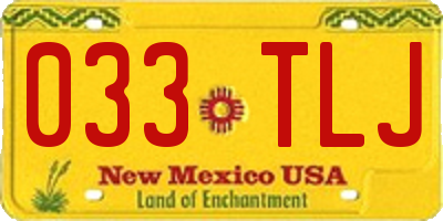 NM license plate 033TLJ