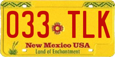 NM license plate 033TLK