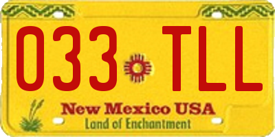 NM license plate 033TLL