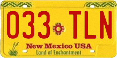 NM license plate 033TLN