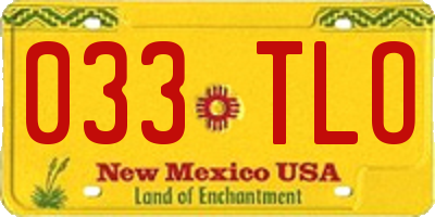 NM license plate 033TLO