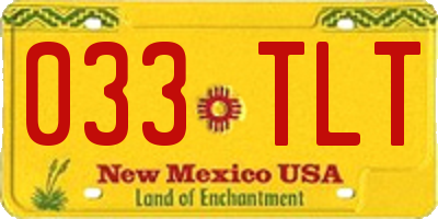 NM license plate 033TLT