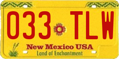 NM license plate 033TLW