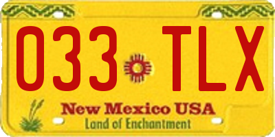 NM license plate 033TLX