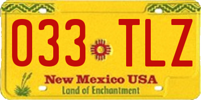 NM license plate 033TLZ