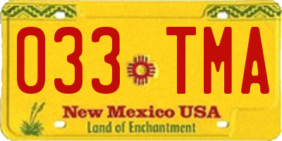 NM license plate 033TMA