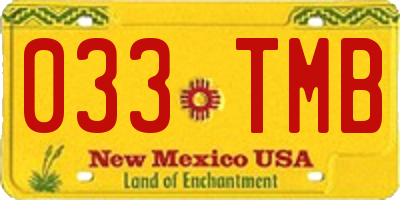 NM license plate 033TMB