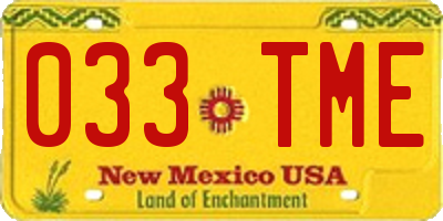 NM license plate 033TME