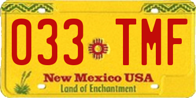 NM license plate 033TMF