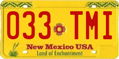 NM license plate 033TMI