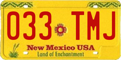 NM license plate 033TMJ