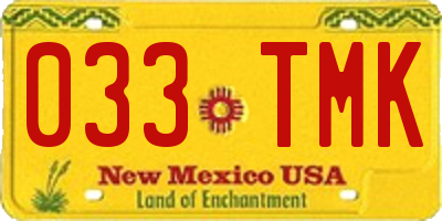 NM license plate 033TMK
