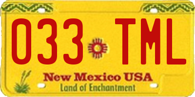 NM license plate 033TML