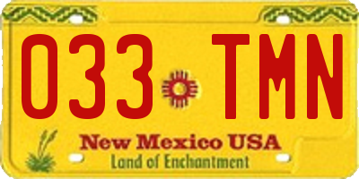 NM license plate 033TMN