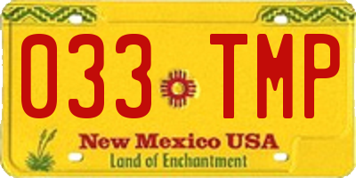 NM license plate 033TMP