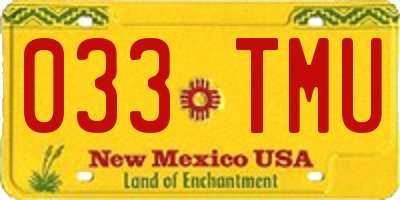 NM license plate 033TMU
