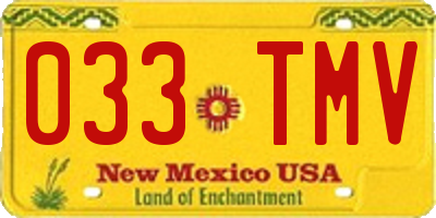 NM license plate 033TMV