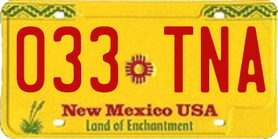 NM license plate 033TNA