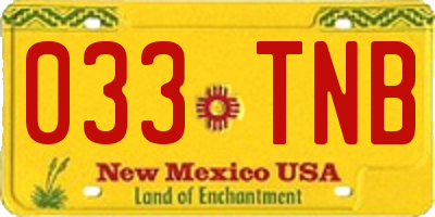 NM license plate 033TNB