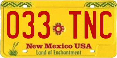 NM license plate 033TNC