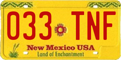 NM license plate 033TNF