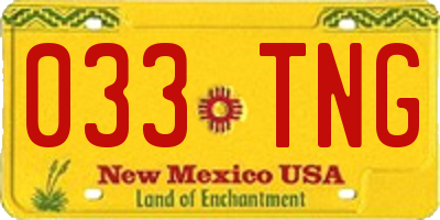 NM license plate 033TNG
