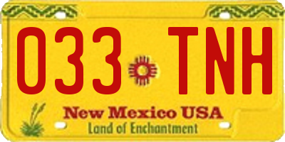 NM license plate 033TNH