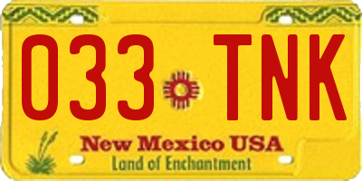 NM license plate 033TNK