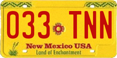 NM license plate 033TNN