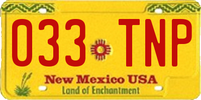 NM license plate 033TNP