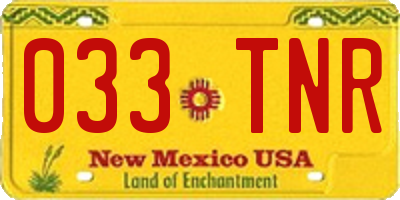 NM license plate 033TNR