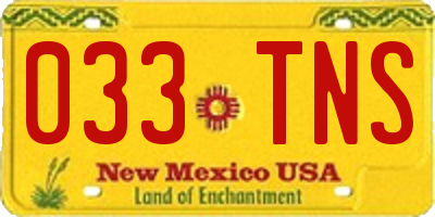 NM license plate 033TNS