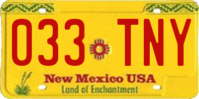 NM license plate 033TNY