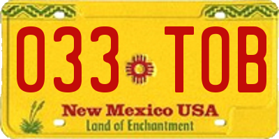 NM license plate 033TOB