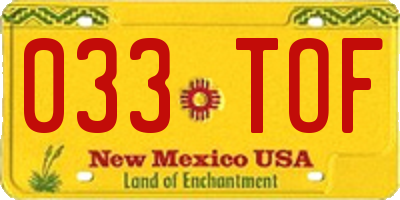 NM license plate 033TOF
