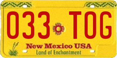 NM license plate 033TOG