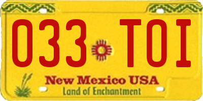 NM license plate 033TOI