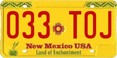 NM license plate 033TOJ