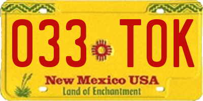 NM license plate 033TOK